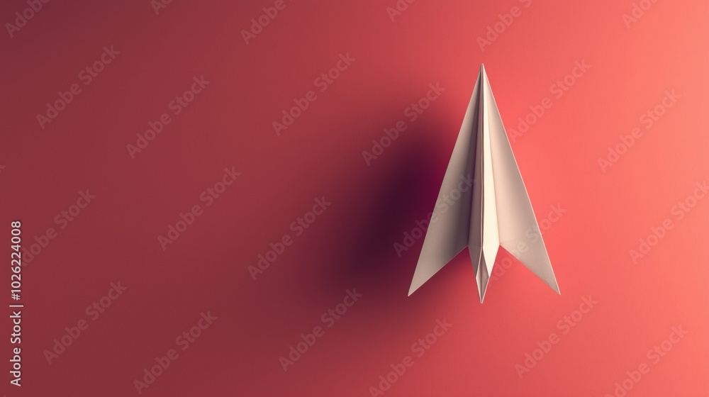 Fototapeta premium Minimalist Paper Airplane on Solid Background