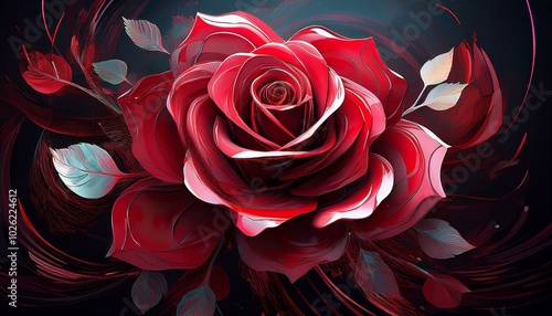 Wallpaper Mural abstract red rose Torontodigital.ca