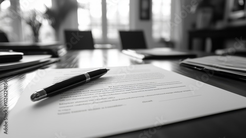 Clean Minimalist Document on Wooden Table