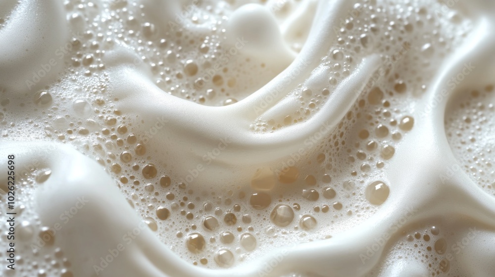A white foam with many bubbles on it A white foam with many bubbles on it