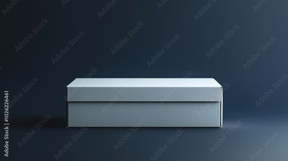 White Cardboard Box with Closed Flaps on Dark Background White Cardboard Box with Closed Flaps on Dark Background
