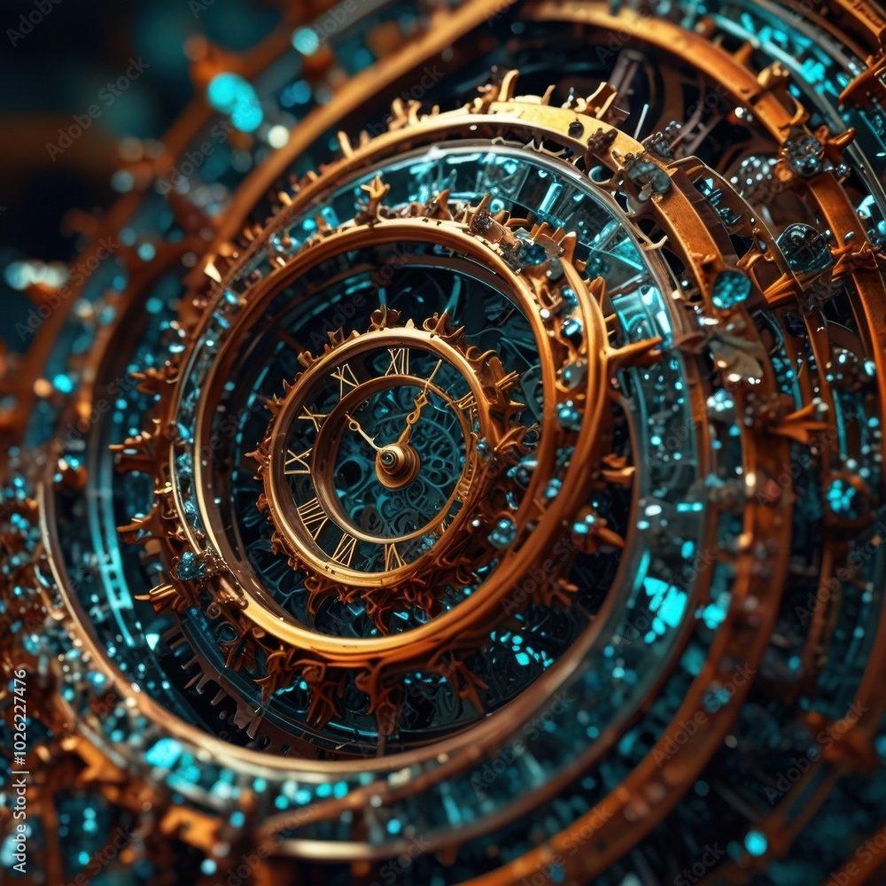 a close up of clock with many gears a close up of clock with many gears