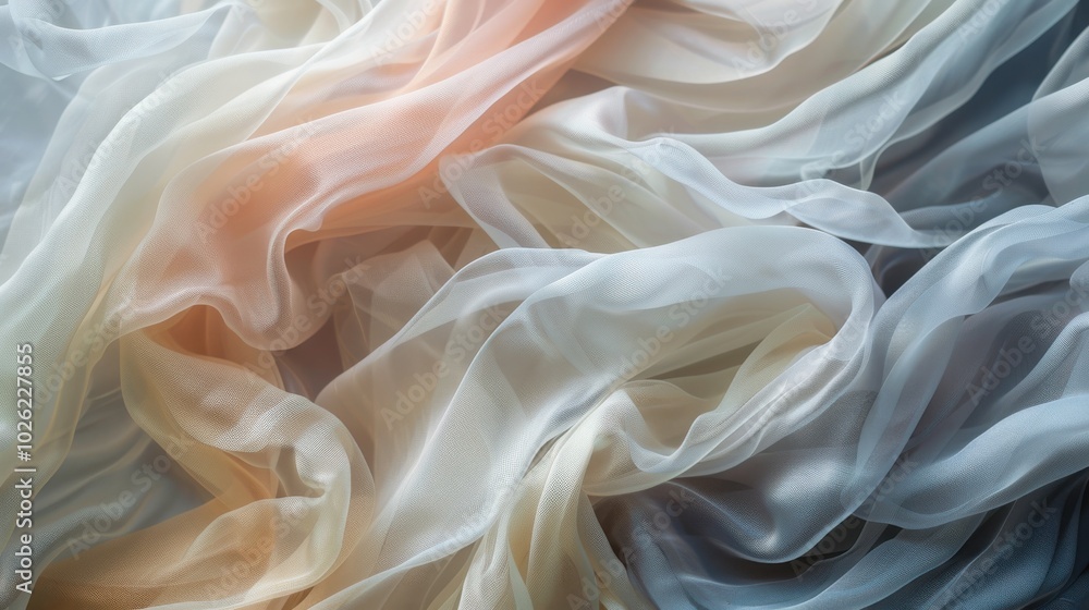 A piece of fabric with a pattern of white, orange, and blue A piece of fabric with a pattern of white, orange, and blue