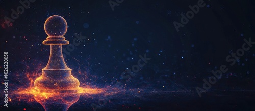 Glowing Chess Piece Abstract