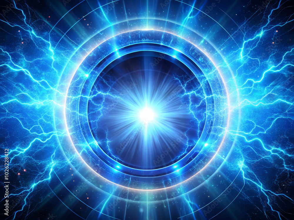 vibrant blue holographic portal radiates intense pulses of light, surrounded by electric energy and dynamic patterns. This captivating image evokes sense of wonder and excitement vibrant blue holographic portal radiates intense pulses of light, surrounded by electric energy and dynamic patterns. This captivating image evokes sense of wonder and excitement