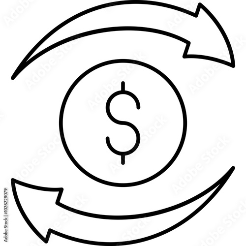 Exchange currency vector icon in outline  style 