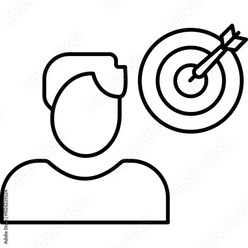 Business aim vector icon in outline  style 