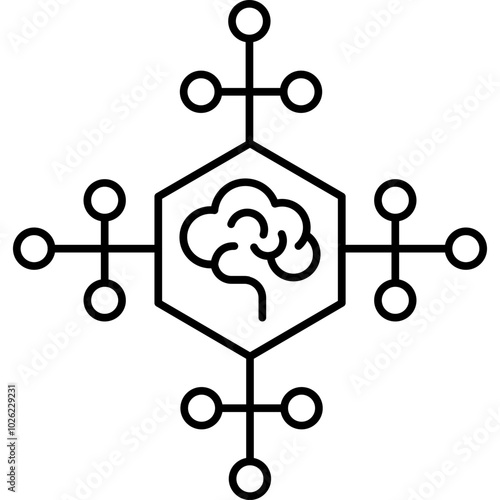 Business network vector icon in outline  style 