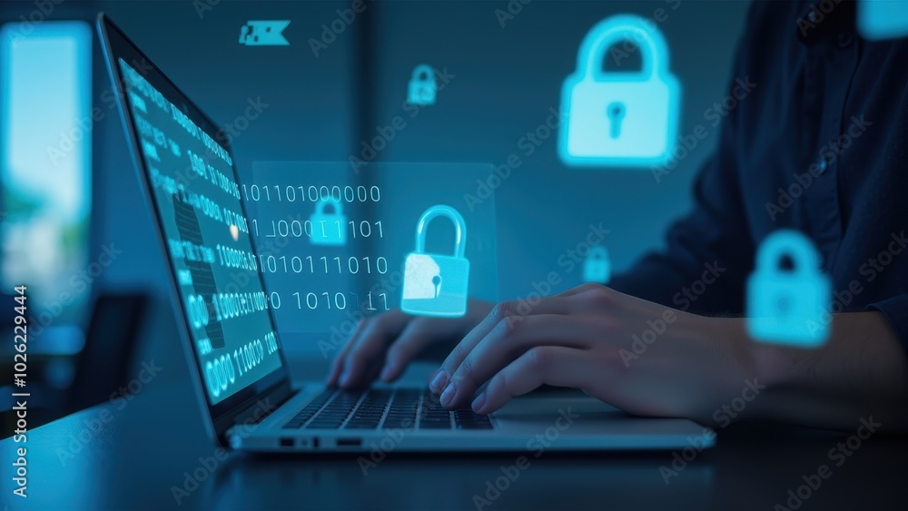 Obraz premium Secure Digital Environment with Data Protection Concept