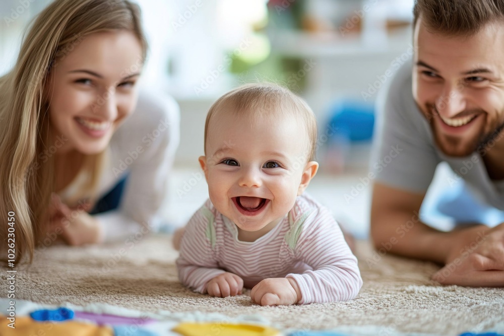 Happy baby with parents enjoying family time Happy baby with parents enjoying family time