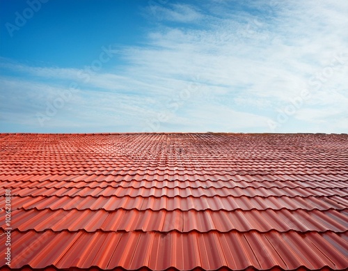 new red tiles roof and blue sky