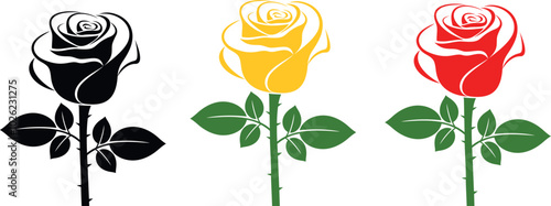 Rose logo.  Isolated rose on white background