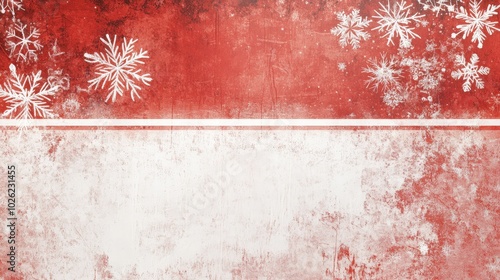 Decorative winter background with white snowflakes on a textured red surface suitable for holiday greetings and festive designs