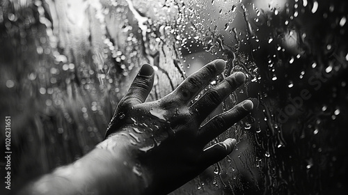 man washing hands with water under a rain shower