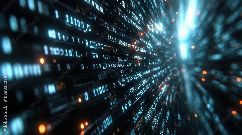 Obraz premium Binary Code Stream Pattern Visualization