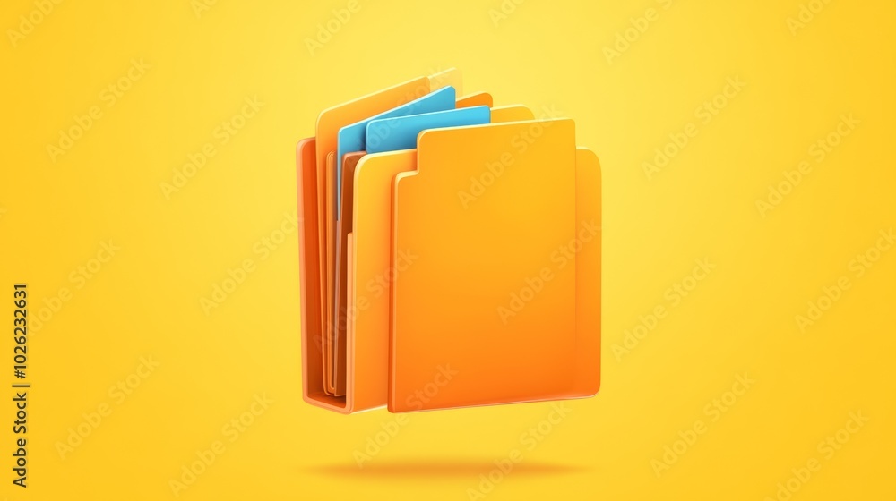 Colorful file folders on a vibrant yellow background. Colorful file folders on a vibrant yellow background.