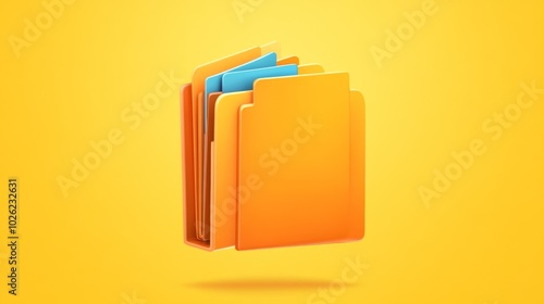 Colorful file folders on a vibrant yellow background.