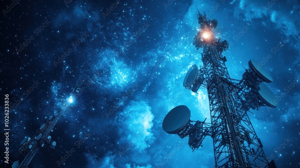 Fototapeta premium Telecom services delivered via telecommunication signals, focusing on the seamless integration of multiple services