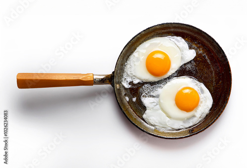Fried eggs in a frying pan