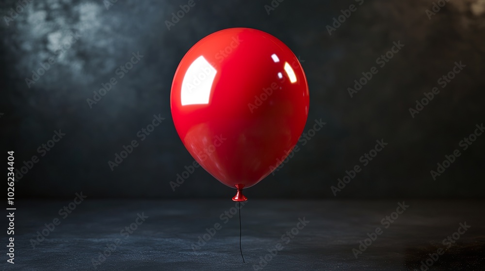 Red Balloon with Light Reflection on Dark Background Red Balloon with Light Reflection on Dark Background