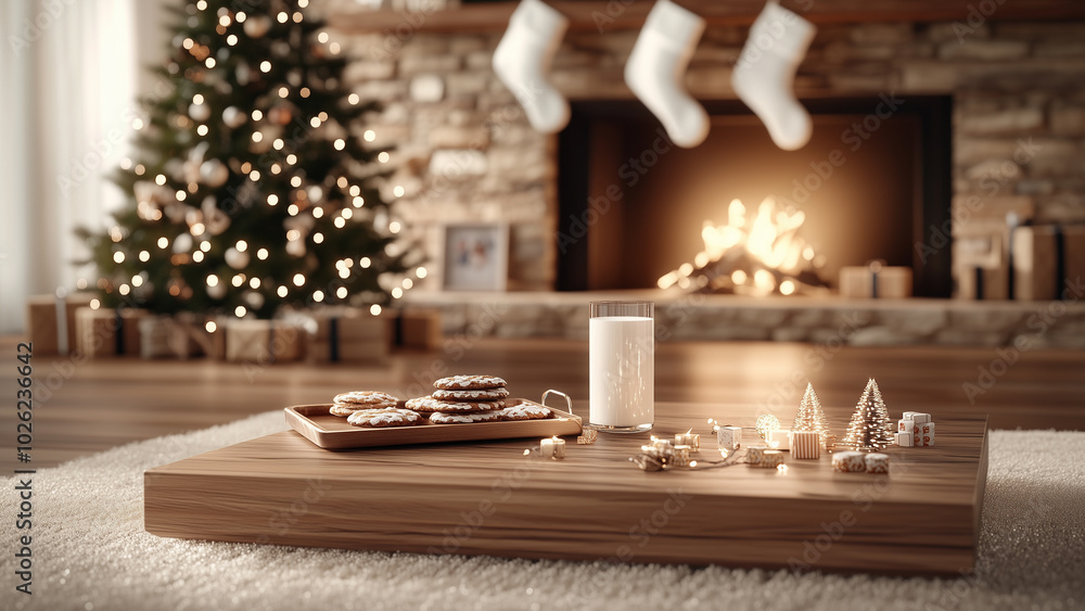 Cozy Christmas Eve, Milk and Cookies by the Fireplace Cozy Christmas Eve, Milk and Cookies by the Fireplace
