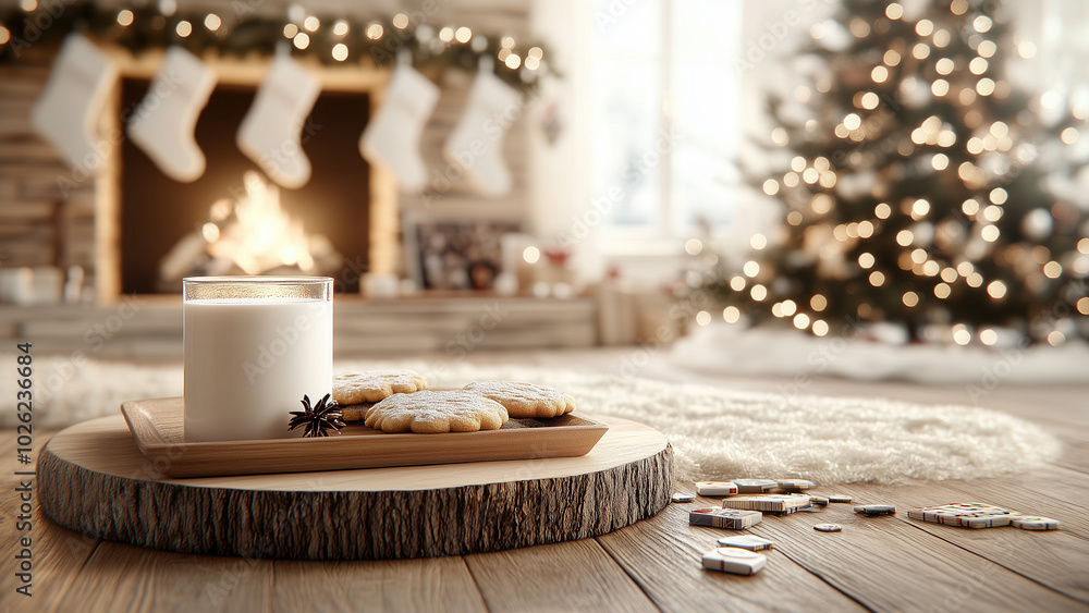 Cozy Christmas Eve, Milk and Cookies by the Fireplace Cozy Christmas Eve, Milk and Cookies by the Fireplace
