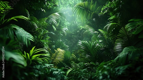 Tropical Jungle Lush Foliage Vibrant Greenery Dense Vegetation
