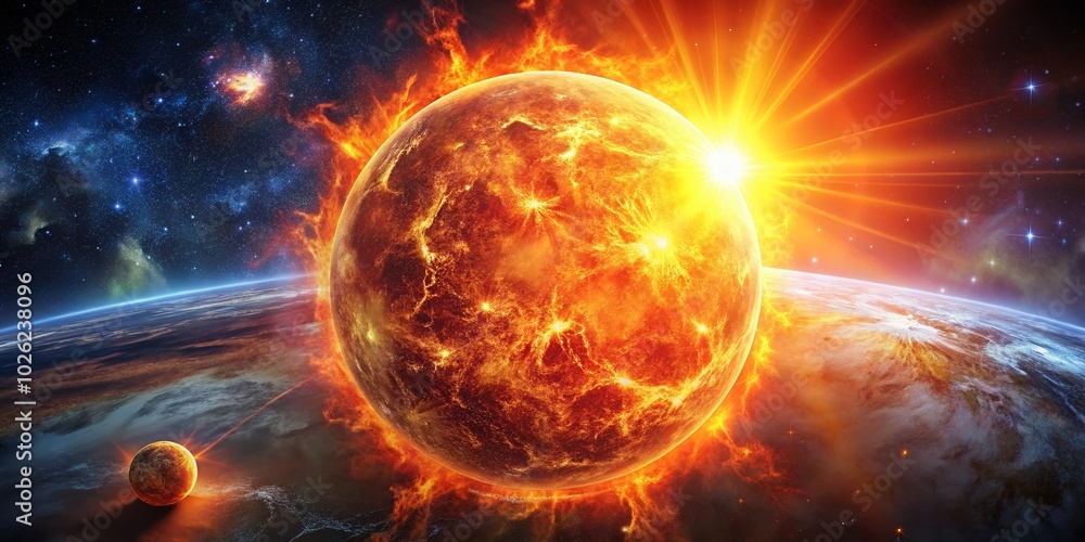 Fototapeta premium Breathtaking Space View of the Sun: An Awe-Inspiring Solar Spectacle in the Vastness of the Universe