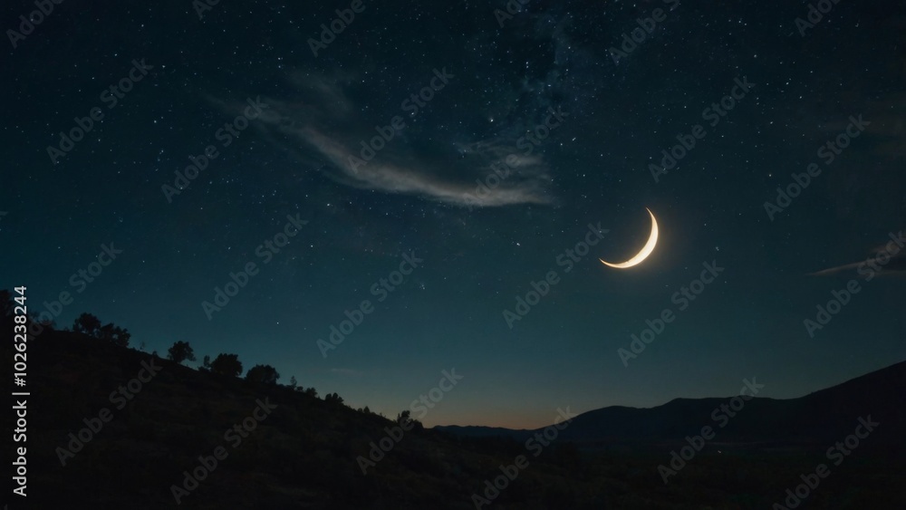 Naklejka premium night with moon in the sky