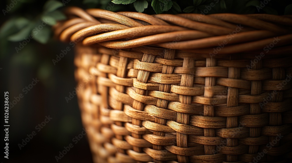 Obraz premium Wicker Basket with Detailed Woven Texture
