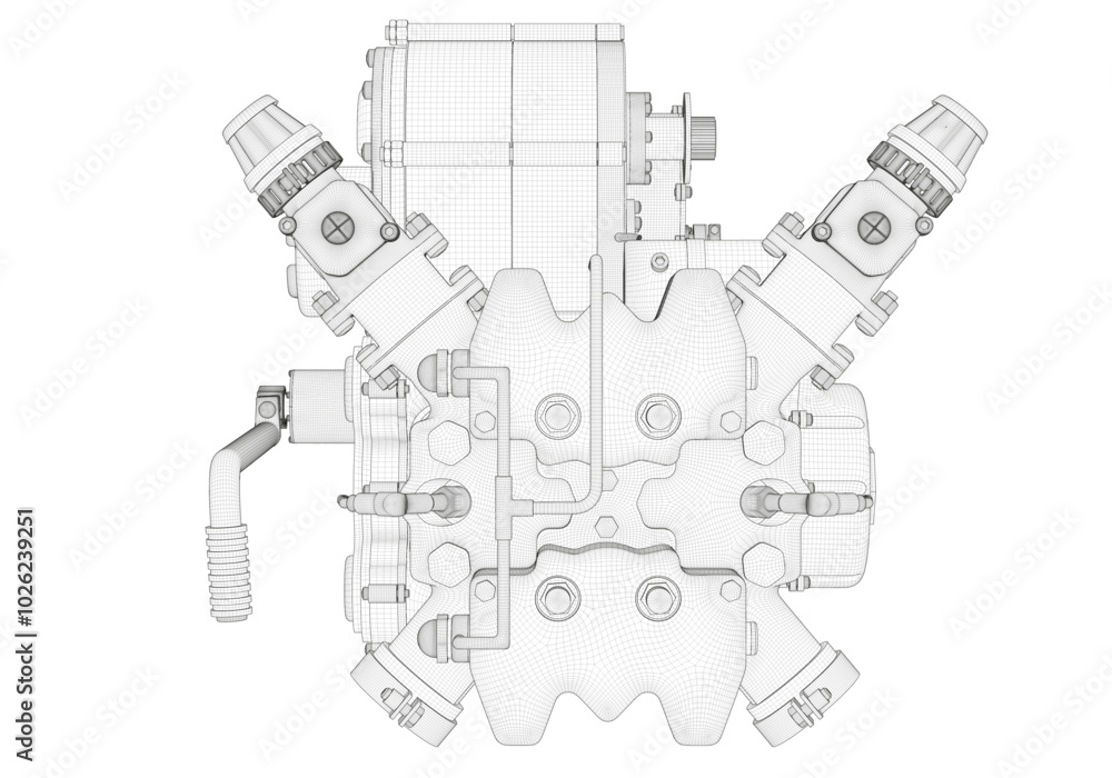 Obraz premium Motorcycle engine top view.