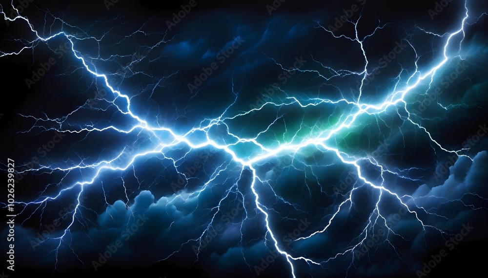 Fototapeta premium White color and green electricity lightning