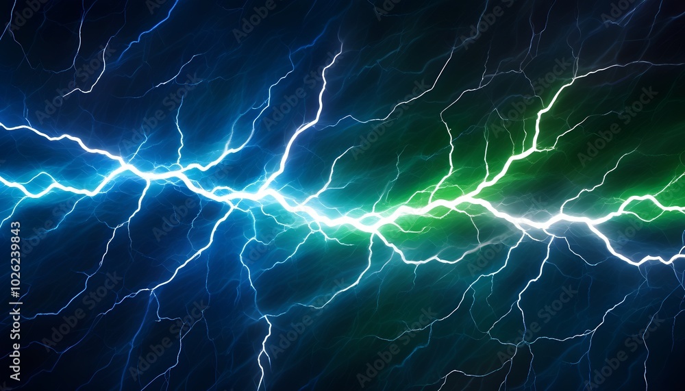 Fototapeta premium White color and green electricity lightning