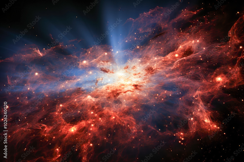 Bright fiery nebula and cosmic clouds in deep space Bright fiery nebula and cosmic clouds in deep space