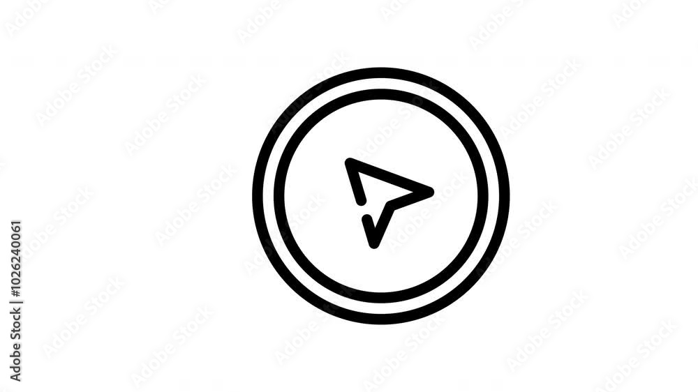 Animated navigation interface circle with black outline and yellow arrow pointing right. Ideal for business presentations, directional signs, and infographic design elements. Animated navigation interface circle with black outline and yellow arrow pointing right. Ideal for business presentations, directional signs, and infographic design elements.