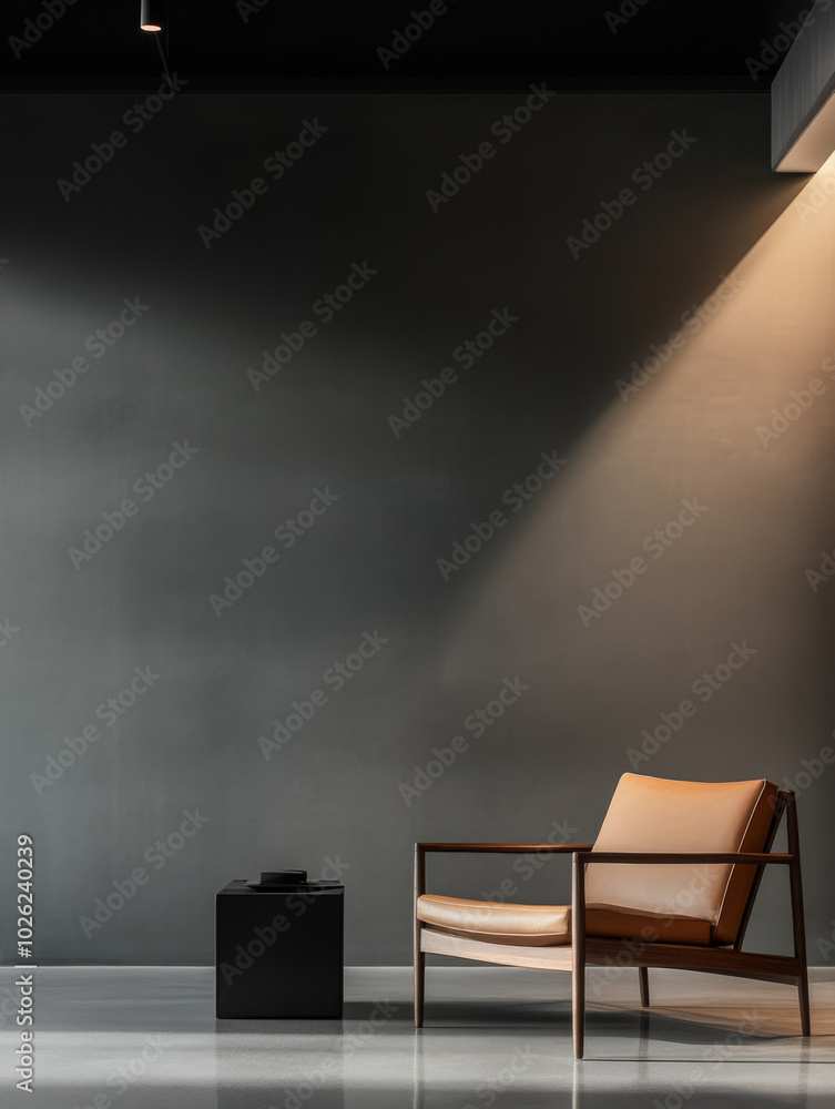 custom made wallpaper toronto digitalModern armchair and minimalist side table in a stylish interior with soft lighting