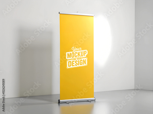 Roll Up Banner Mockup  Clean and Empty Display Stand