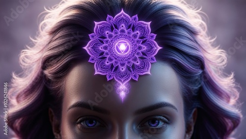Crown Chakra Sahasrara on Woman's Head