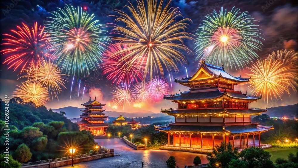 Celebrating with Fireworks in China: Vibrant Night Sky Display During Festivities and Cultural Events Celebrating with Fireworks in China: Vibrant Night Sky Display During Festivities and Cultural Events