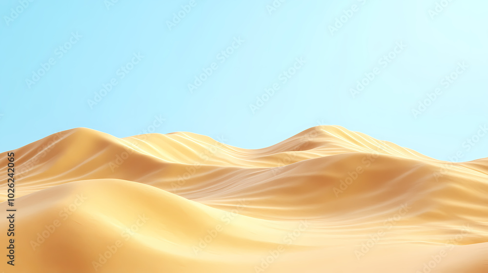 Big 3d realistic background of sand dunes. Desert landscape with blue sky Big 3d realistic background of sand dunes. Desert landscape with blue sky