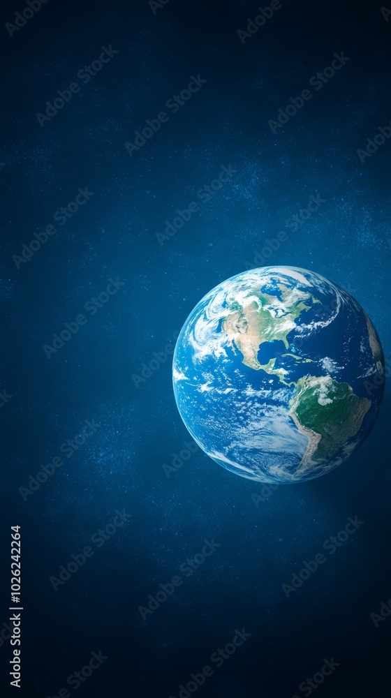 Earth viewed from space on a cosmic backdrop, showcasing its beauty and diversity.