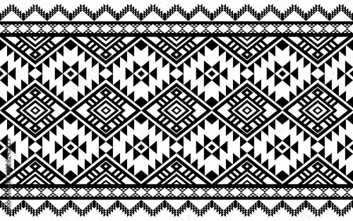 Ancient echoes Aztec geometric seamless patterns southwest Navajo Native American tribal ethnic black and white for textile printing