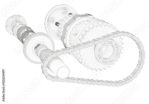 Clutch and other parts on a white background.