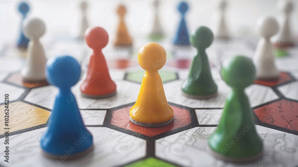 Colorful Game Pieces on a Board Game Colorful Game Pieces on a Board Game