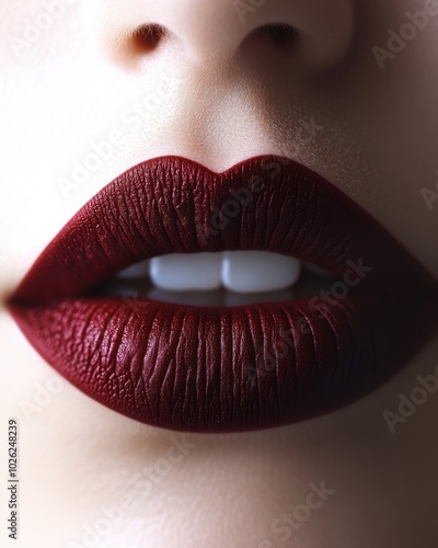 Wallpaper Mural A detailed close-up of matte red lips with sharp definition, isolated on white background  Torontodigital.ca