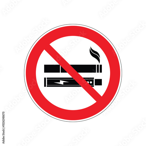 no smoking, no vaping combined sign. Printable sticker. Vector.