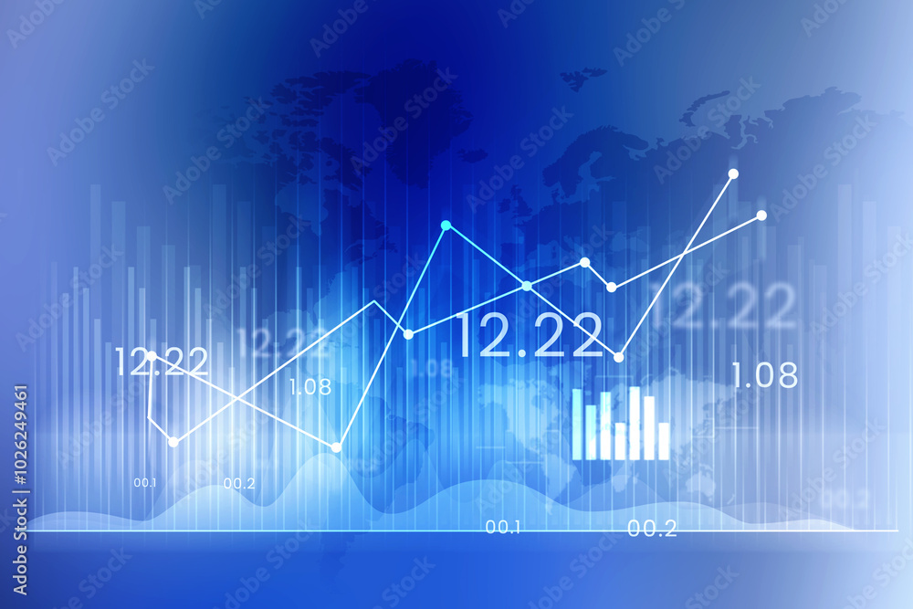 2d illustration Stock market online business concept. business Graph 2d illustration Stock market online business concept. business Graph