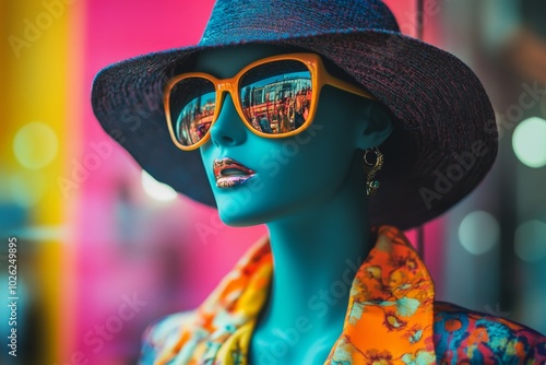 Fashionable Mannequin Against Colorful Background