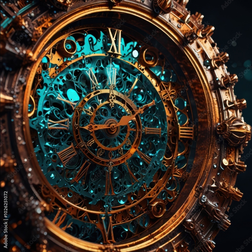 Obraz premium a close up of watch with blue and gold dial