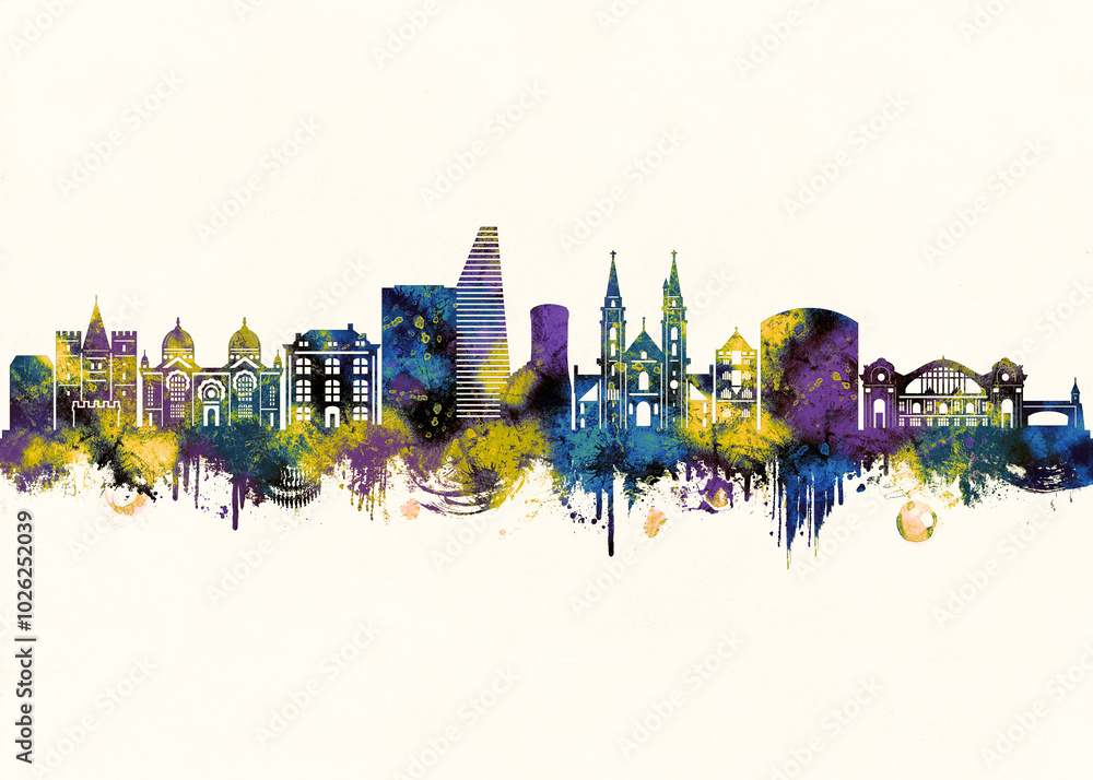 Basel City Skyline. Cityscape Skyscraper City Downtown Abstract Architecture Business View Building Corporate Landmarks Travel Background Buildings Landscape Modern Art
